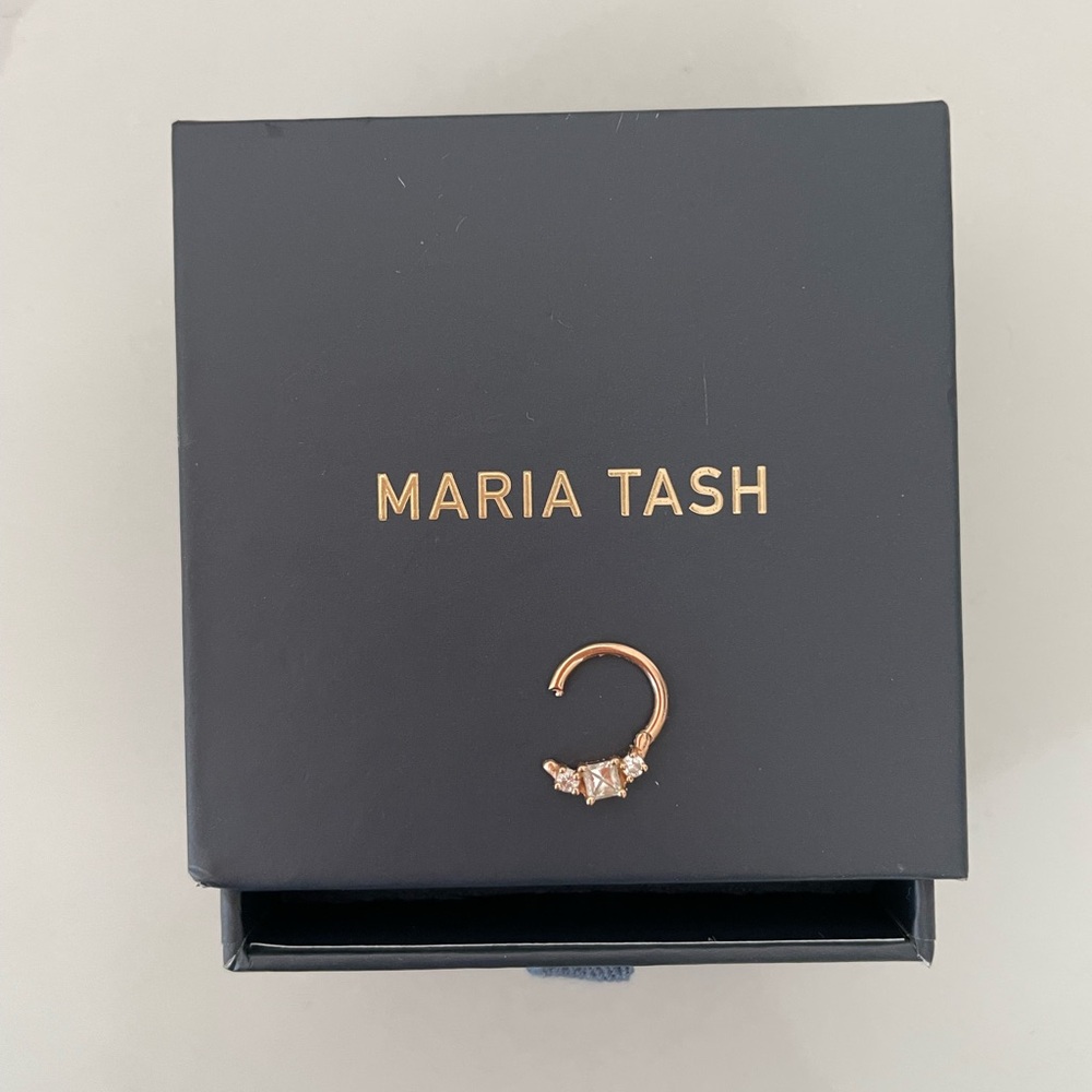 Maria Tash Rose Gold CZ Princess Clicker Ring 16g 5/16” - Picture 2 of 5